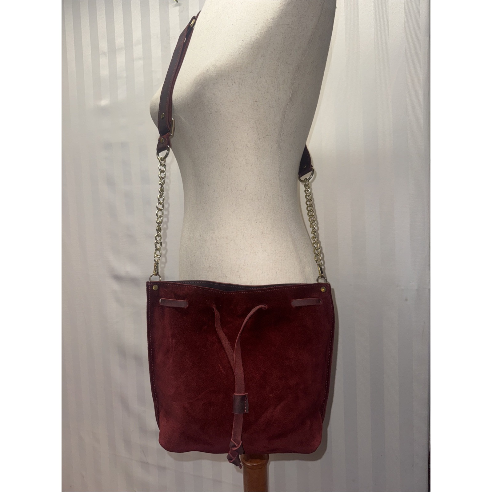 Vintage Red Red Suede Leather Purse